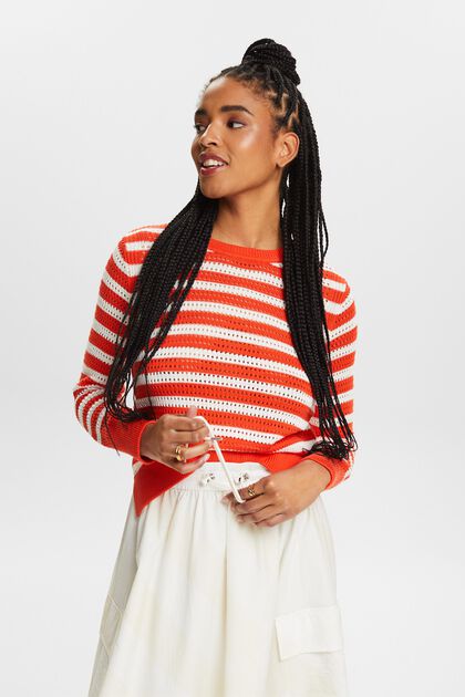 Striped Open-Knit Sweater