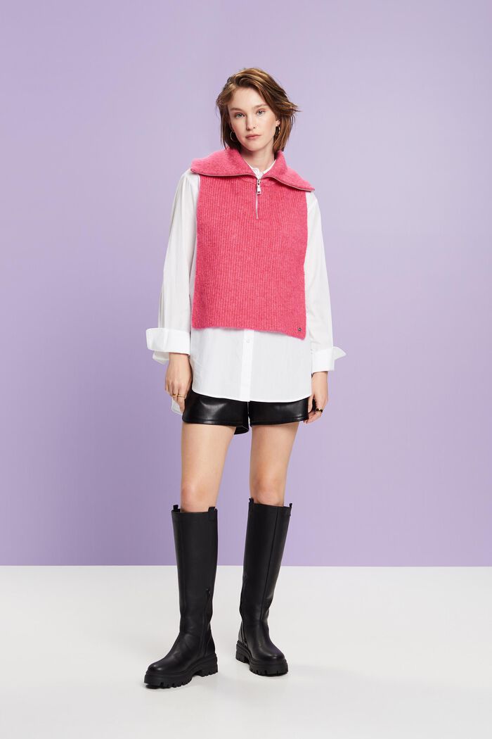 Open-Sided Turtleneck Poncho, PINK FUCHSIA, detail image number 5