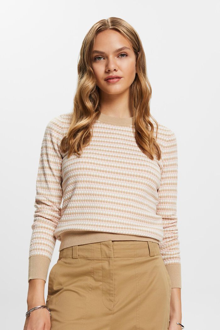 Multi-coloured jumper, cotton blend, SAND, detail image number 0