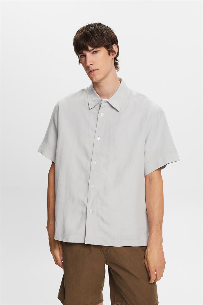 Short-sleeved shirt, linen blend, LIGHT GREY, detail image number 0