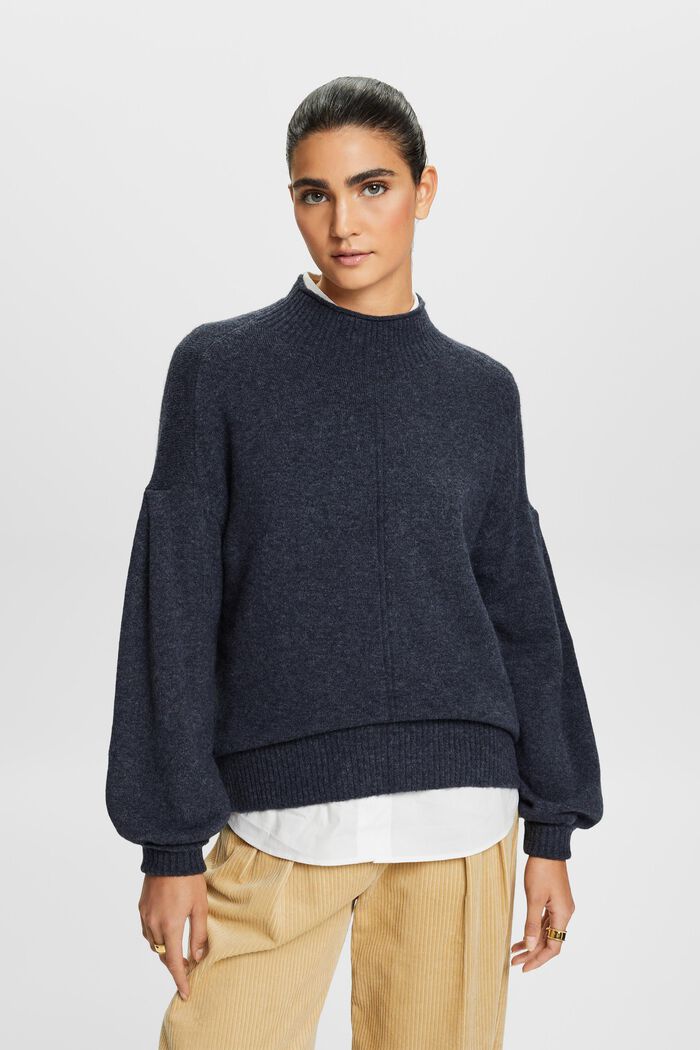 Mockneck Sweater, NAVY BLUE, detail image number 1