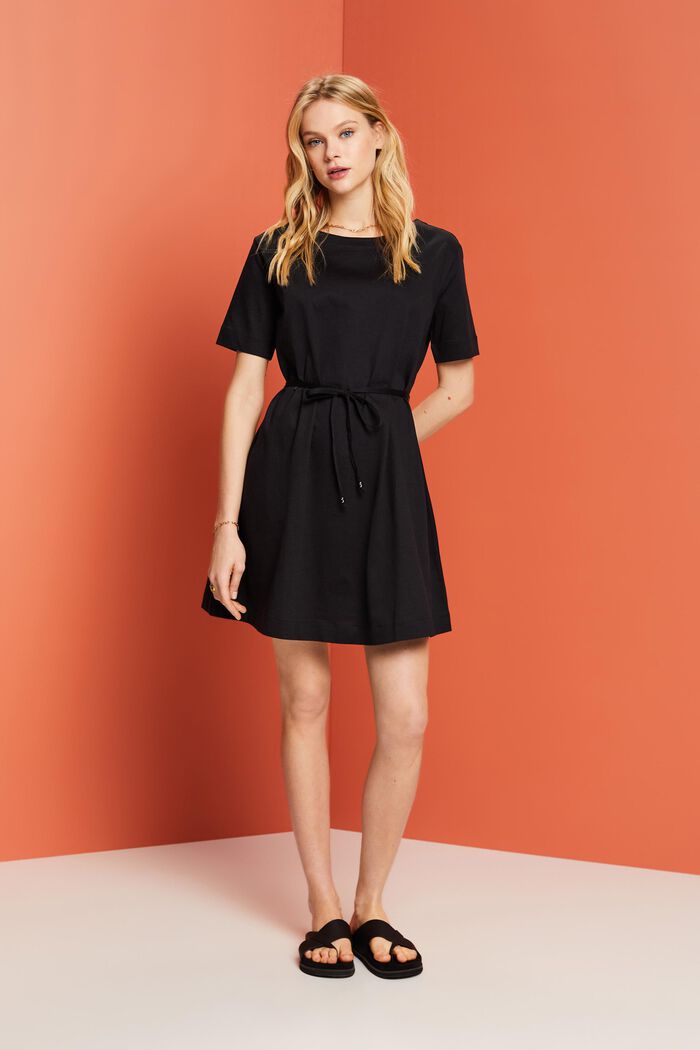 Jersey mini dress, 100% cotton, BLACK, detail image number 1