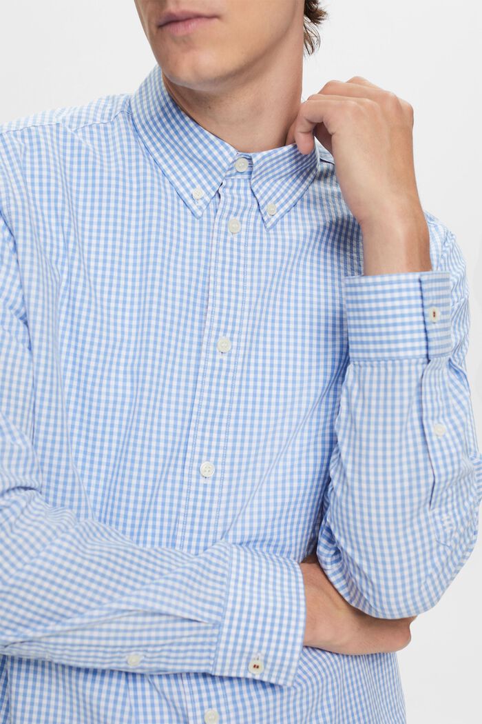 Vichy button-down shirt, 100% cotton, BRIGHT BLUE, detail image number 2