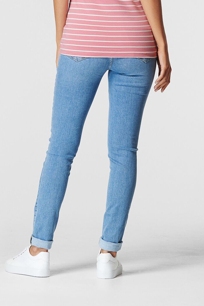 Jeans with an over-bump waistband, organic cotton, BLUE LIGHT WASHED, detail image number 1