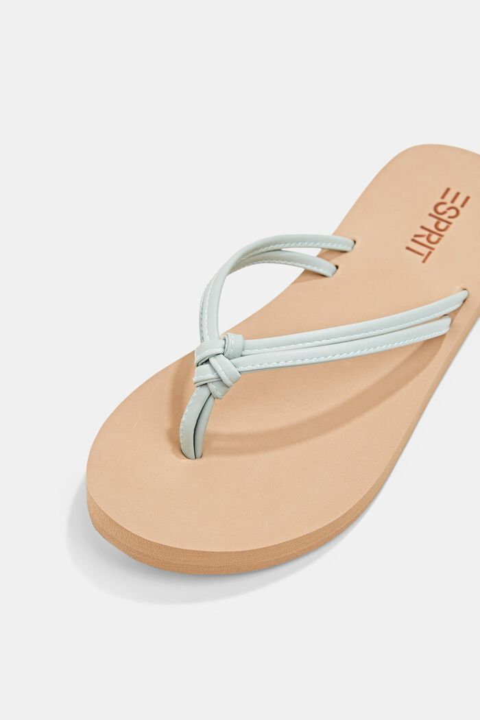 Thong sandals with faux leather straps, PASTEL GREEN, detail image number 4