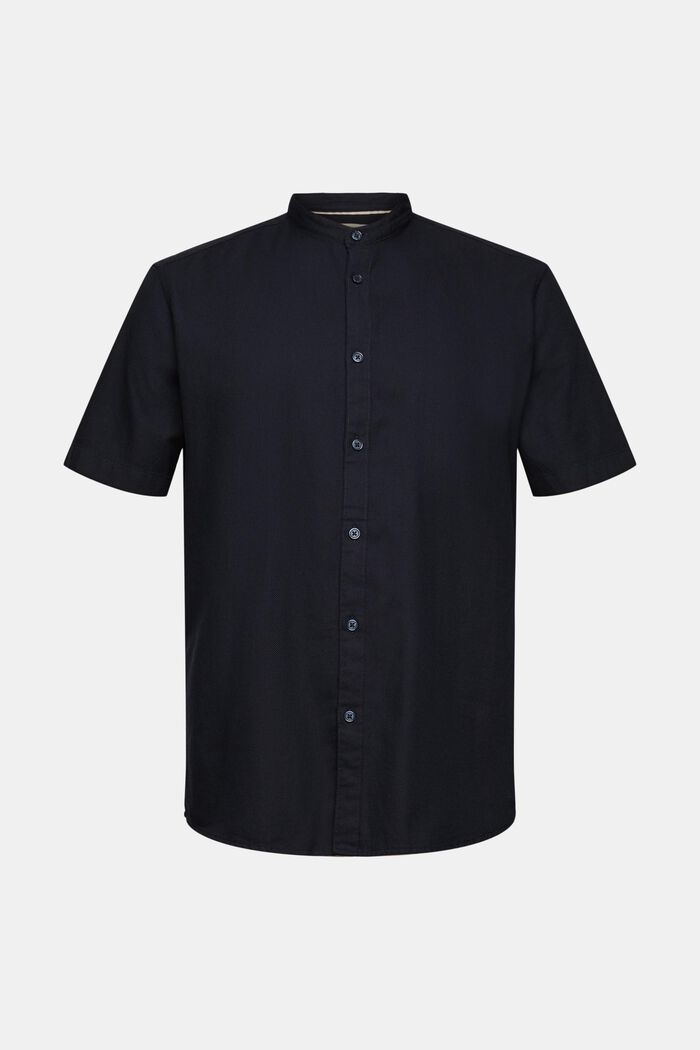 Canvas shirt with a band collar
