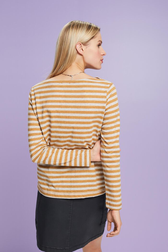 Striped Jersey Long Sleeve Top, CAMEL, detail image number 2