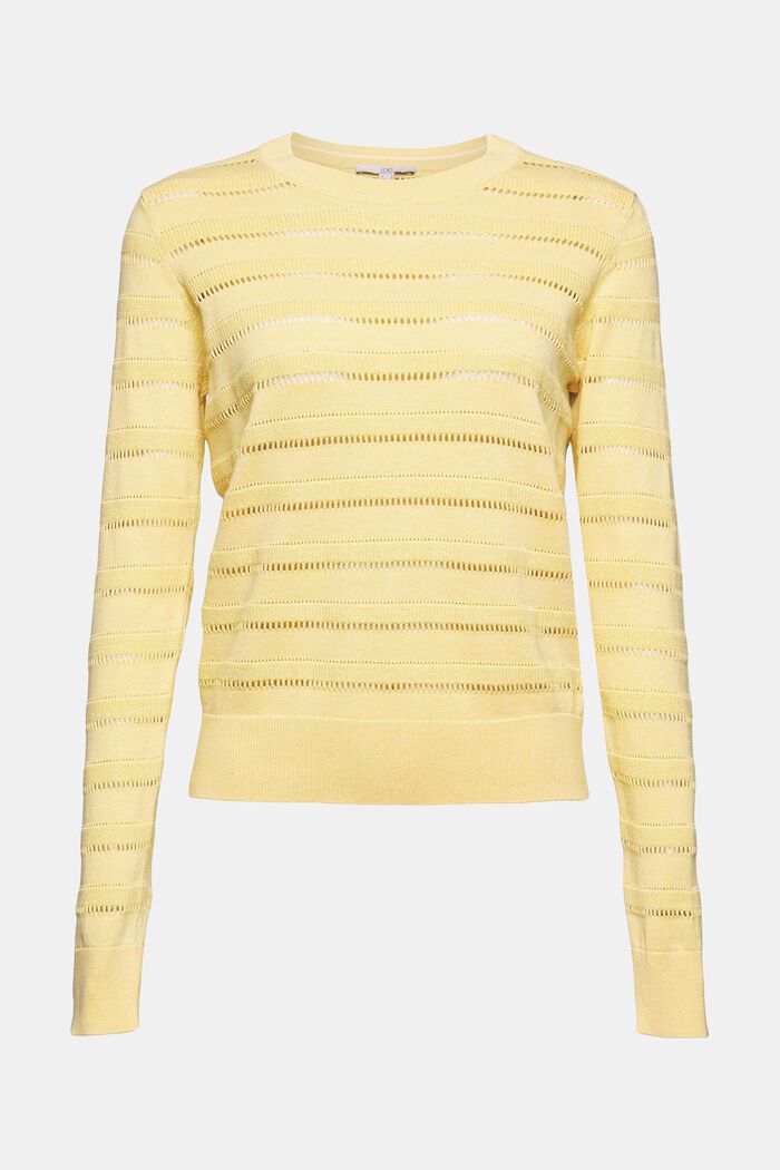 Jumper with patterned texture, organic cotton, PASTEL YELLOW, detail image number 6