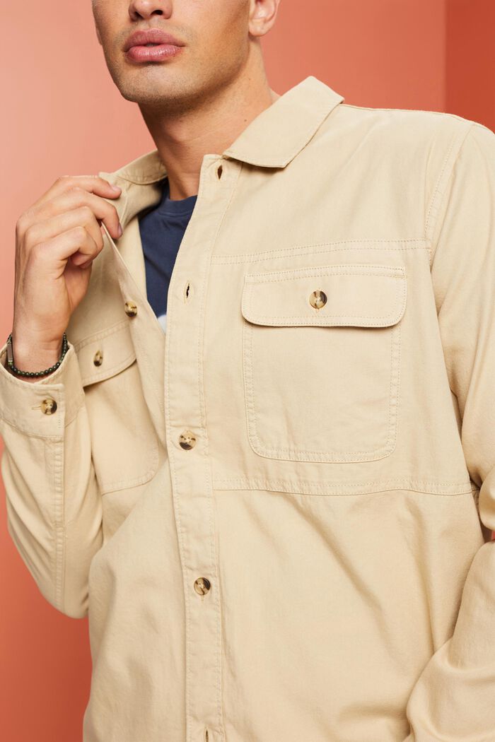 Twill overshirt, 100% cotton, SAND, detail image number 2