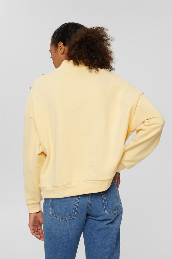 Sweatshirt with a button placket, in blended cotton, PASTEL YELLOW, detail image number 3