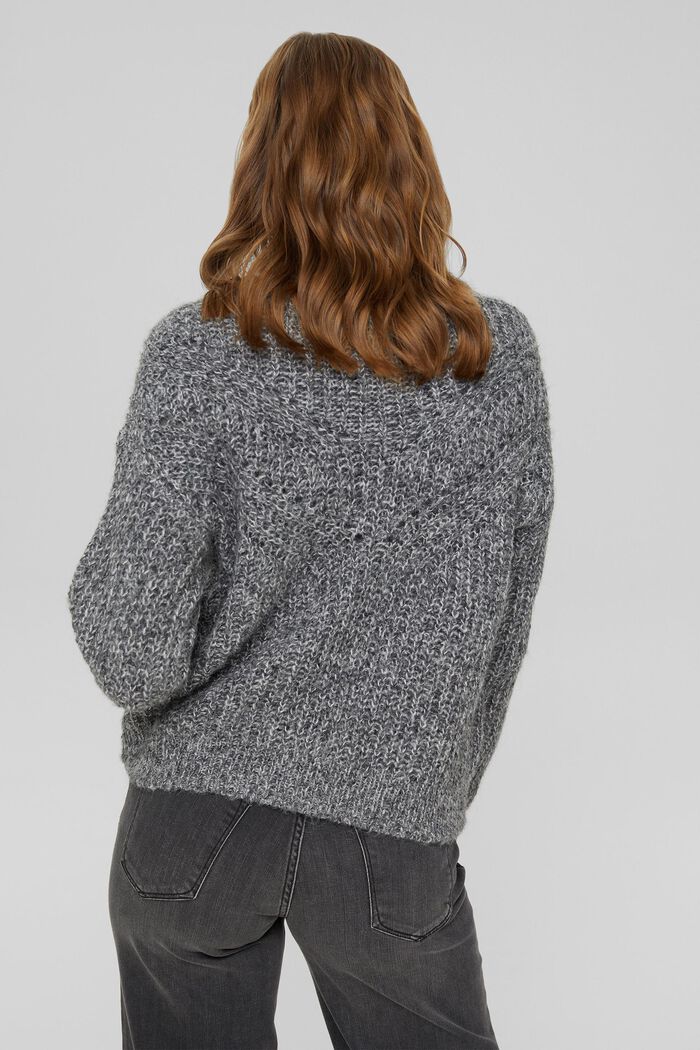 Jumper with a knit pattern in blended alpaca, GUNMETAL, detail image number 3