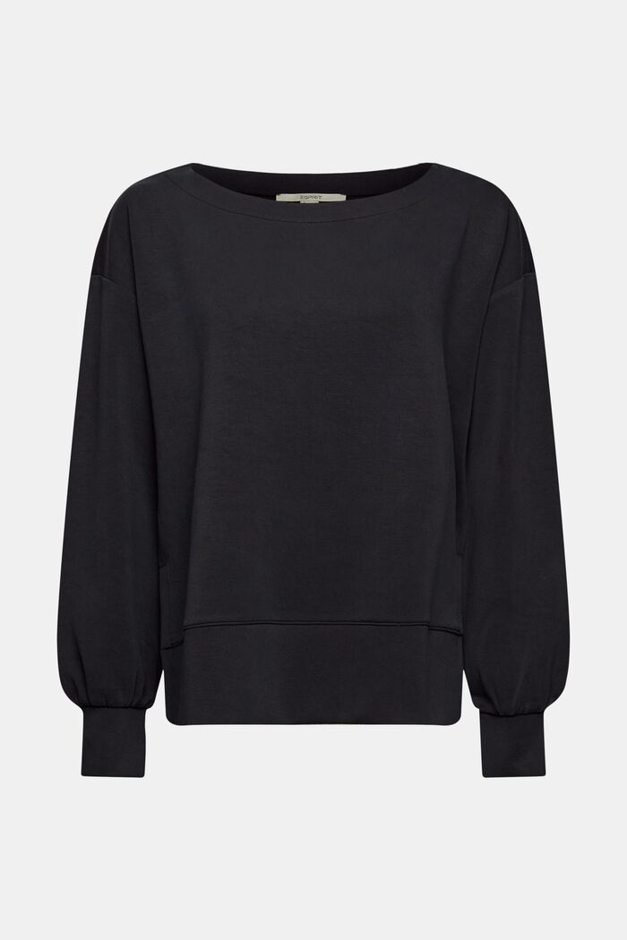 Containing TENCEL™: sweatshirt with side slits, BLACK, detail image number 5
