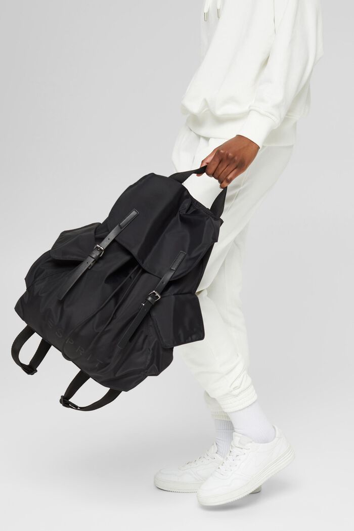 Made of recycled material: backpack with side compartments, BLACK, detail image number 1