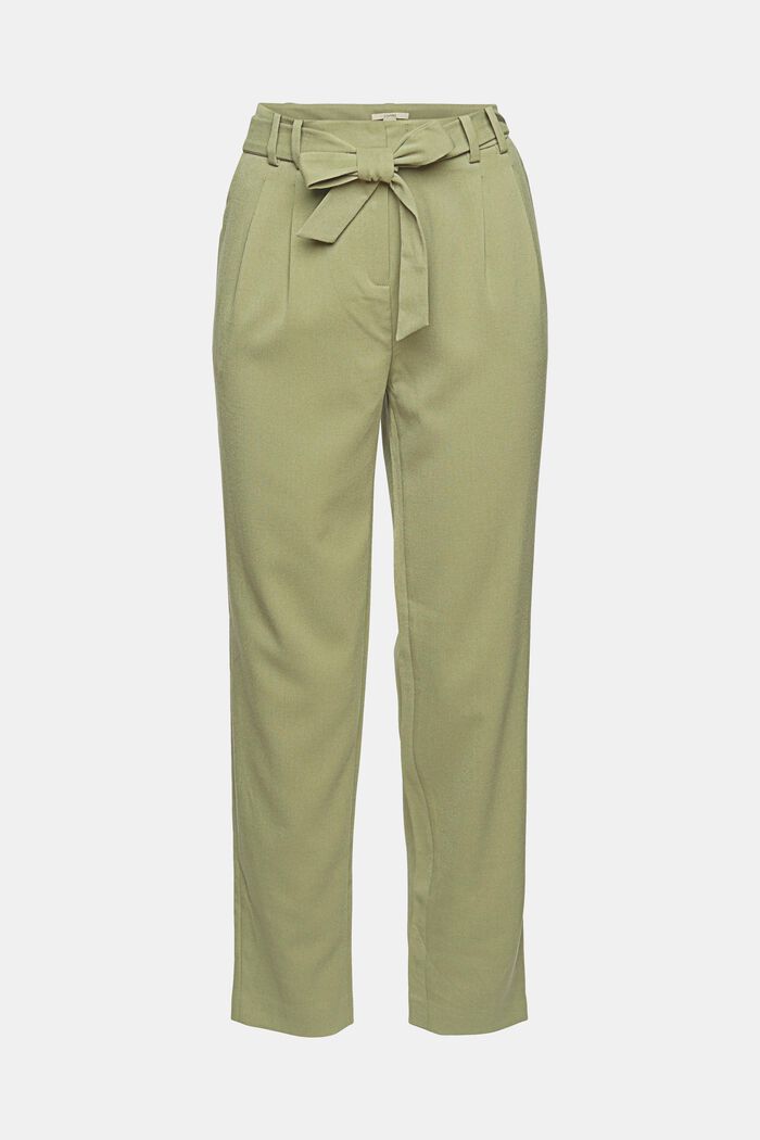 Chinos with a high-rise waistband and a belt, LIGHT KHAKI, detail image number 7