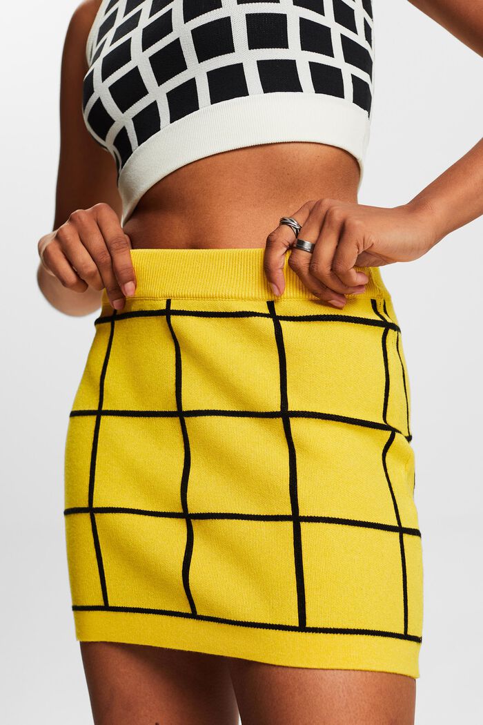 Jacquard-Knit Mini Skirt, YELLOW, detail image number 3