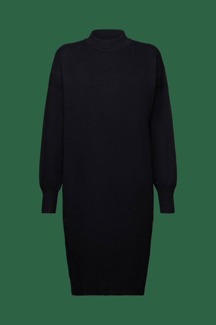 Mock Neck Knit Dress, BLACK, detail image number 5