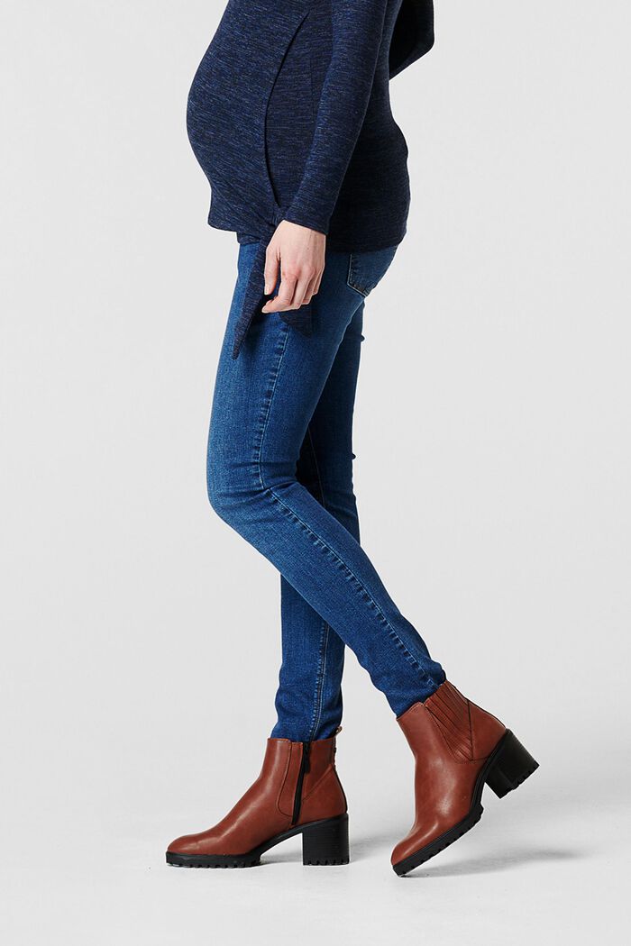 Skinny stretch jeans with an over-bump waistband, BLUE MEDIUM WASHED, detail image number 3