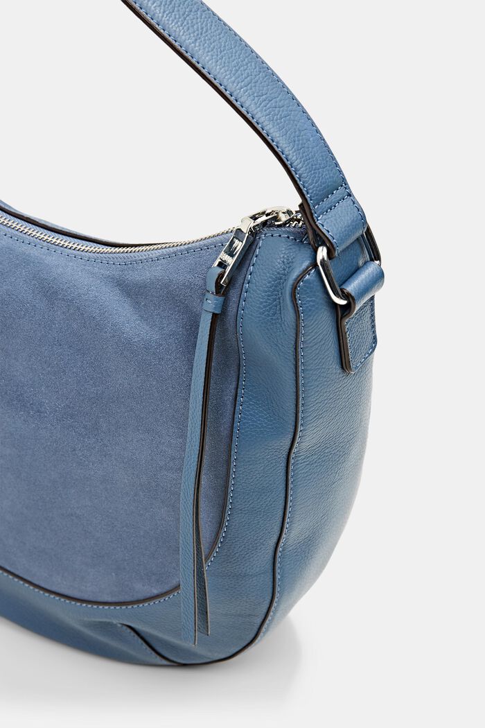 Leather bag in a material mix design, LIGHT BLUE, detail image number 3