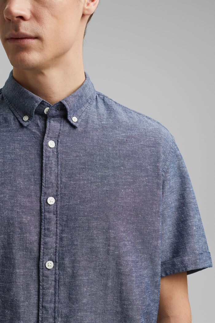 Linen/organic cotton: short-sleeved shirt, NAVY, detail image number 2