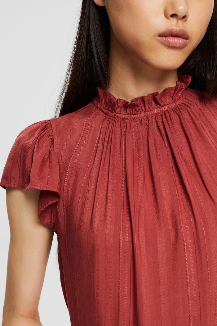 Dress with a frilled collar, LENZING™ ECOVERO™, TERRACOTTA, detail image number 3