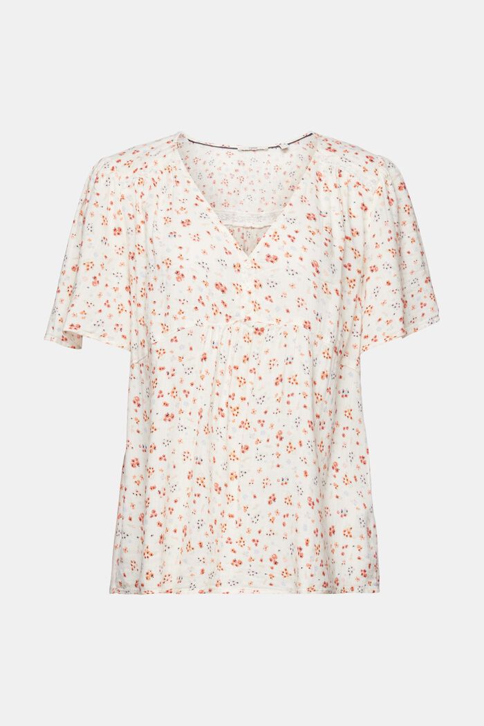 Patterned short sleeve blouse, cotton blend, WHITE, detail image number 6
