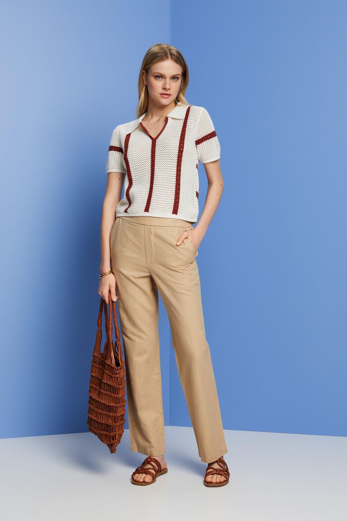 Pull-on trousers, linen blend, SAND, detail image number 1