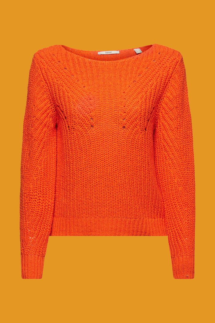 Open-Knit Sweater, ORANGE RED, detail image number 6