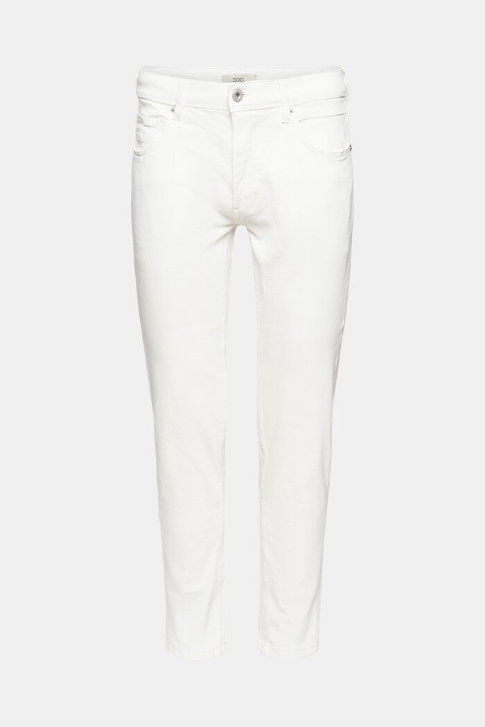 Narrowly cut stretch jeans, WHITE, overview