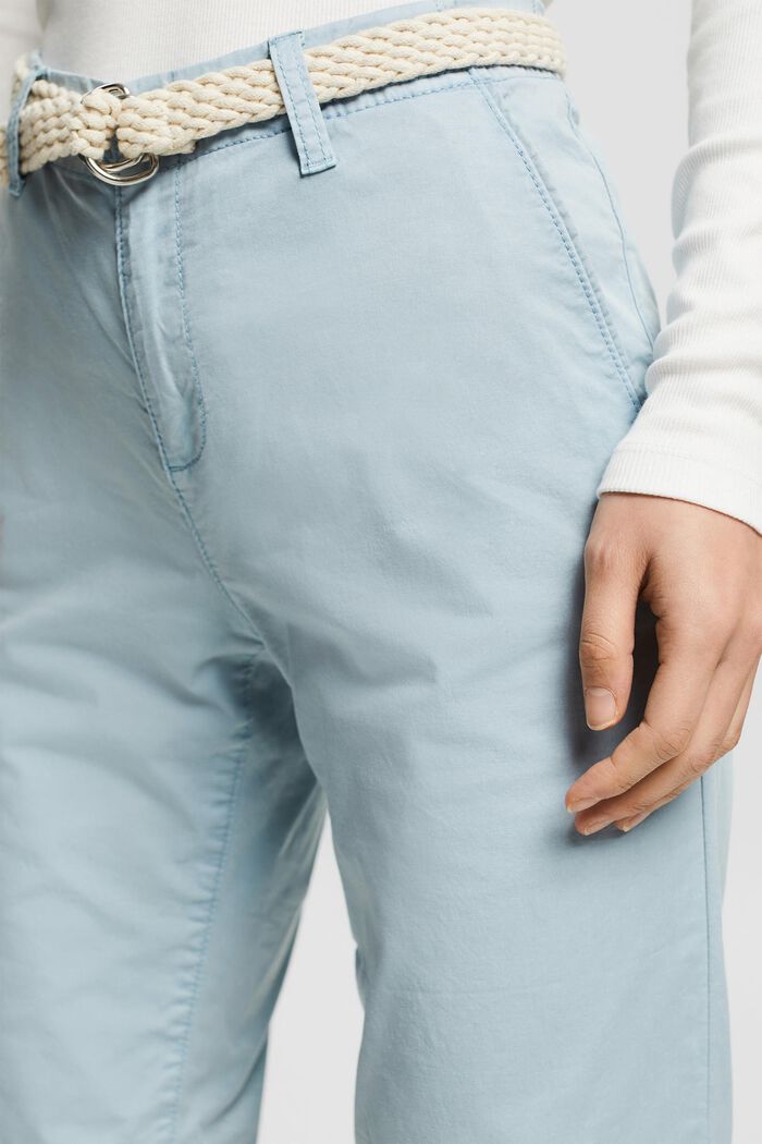 Chinos with braided belt, GREY BLUE, detail image number 0