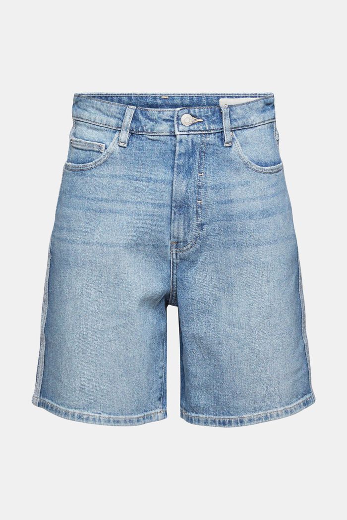 Denim shorts with inside-out seams, BLUE LIGHT WASHED, detail image number 8