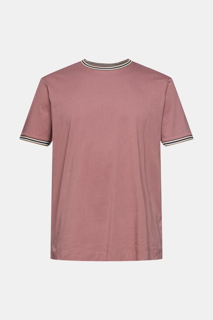 Jersey T-shirt with striped borders, DARK OLD PINK, detail image number 5