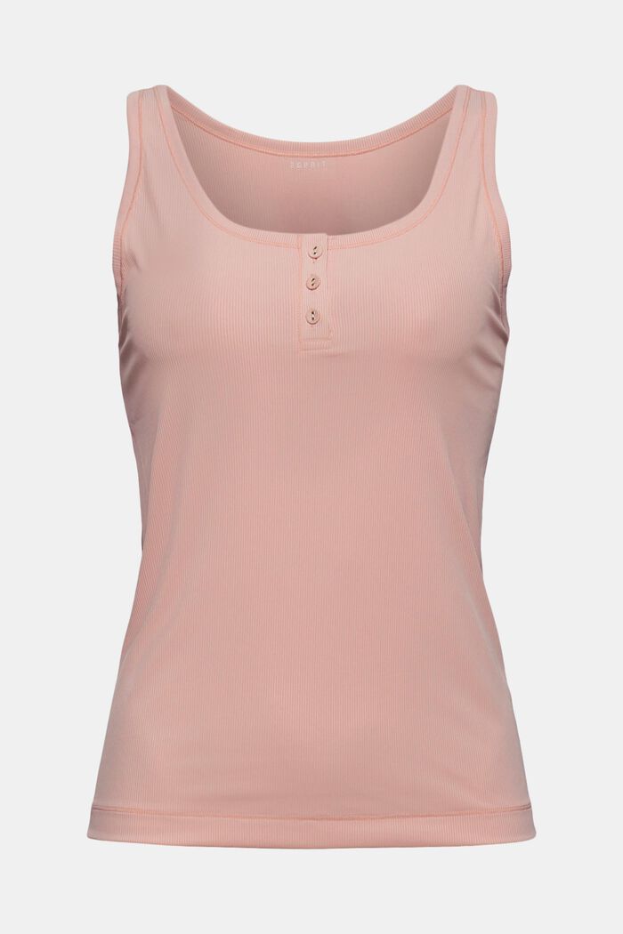 Recycled: Henley top in fine rib fabric, LIGHT PINK, detail image number 4