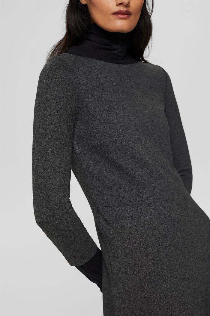 Knee-length knit dress with a flounce hem, ANTHRACITE, detail image number 3