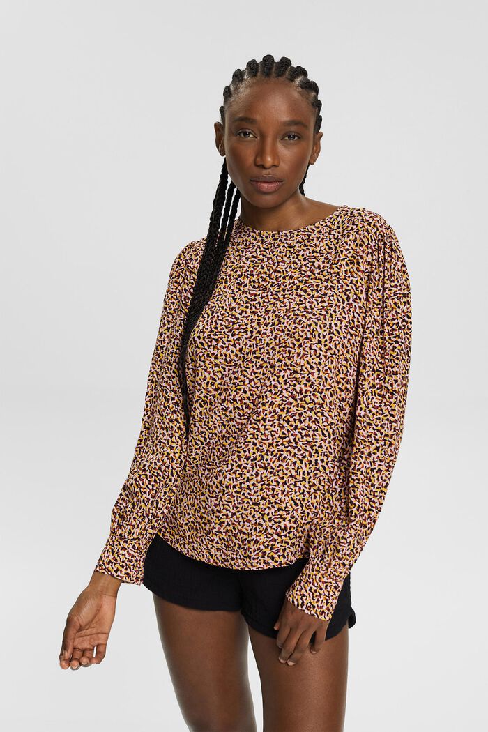 Patterned blouse, BROWN, detail image number 1