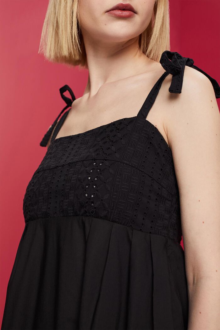 Midi dress with embroidery, LENZING™ ECOVERO™, BLACK, detail image number 2
