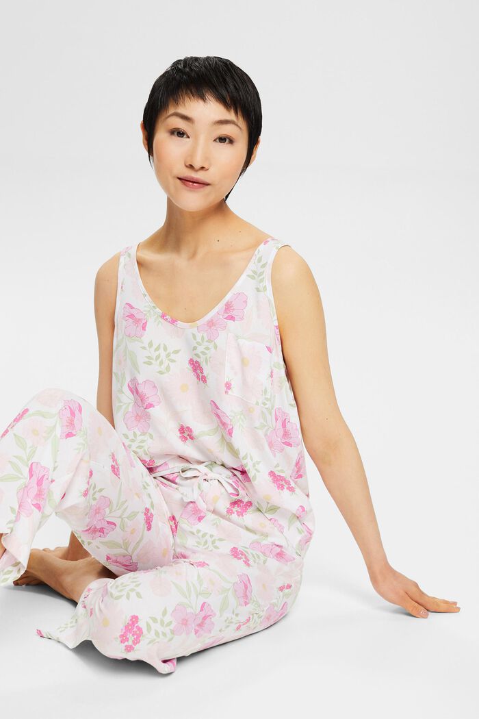 Pyjamas with a floral pattern, LENZING™ ECOVERO™, WHITE, detail image number 1
