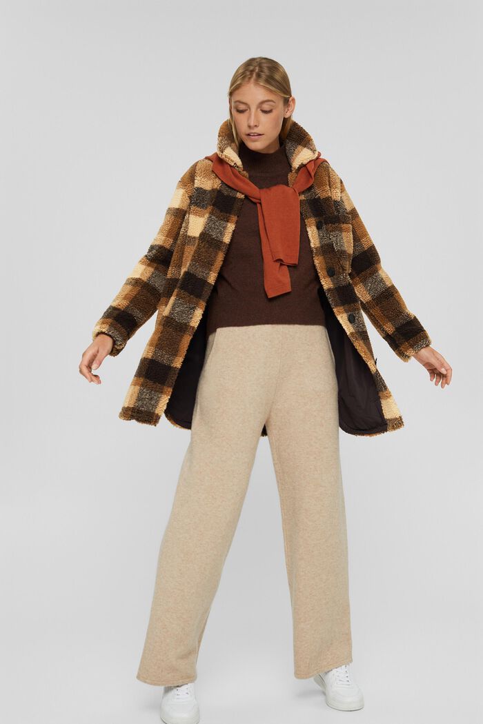 Checked shacket in a teddy fur look, CAMEL, detail image number 1