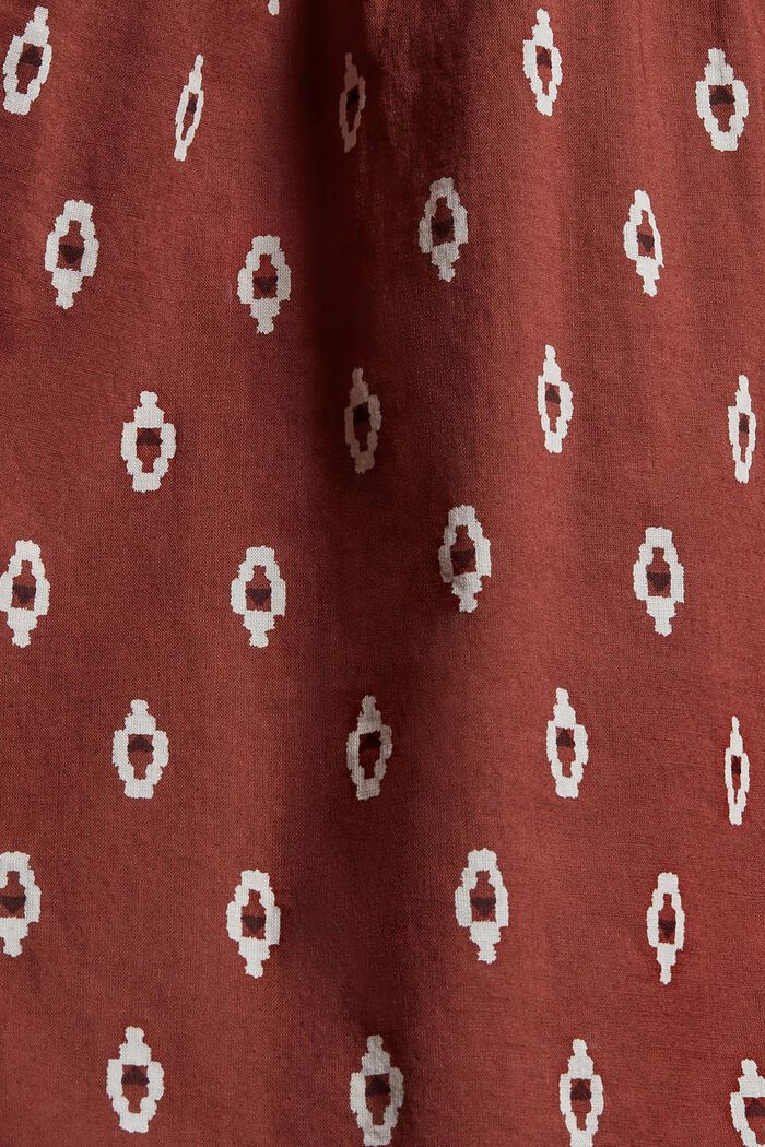 Smocked printed blouse made of organic cotton, GARNET RED, detail image number 4