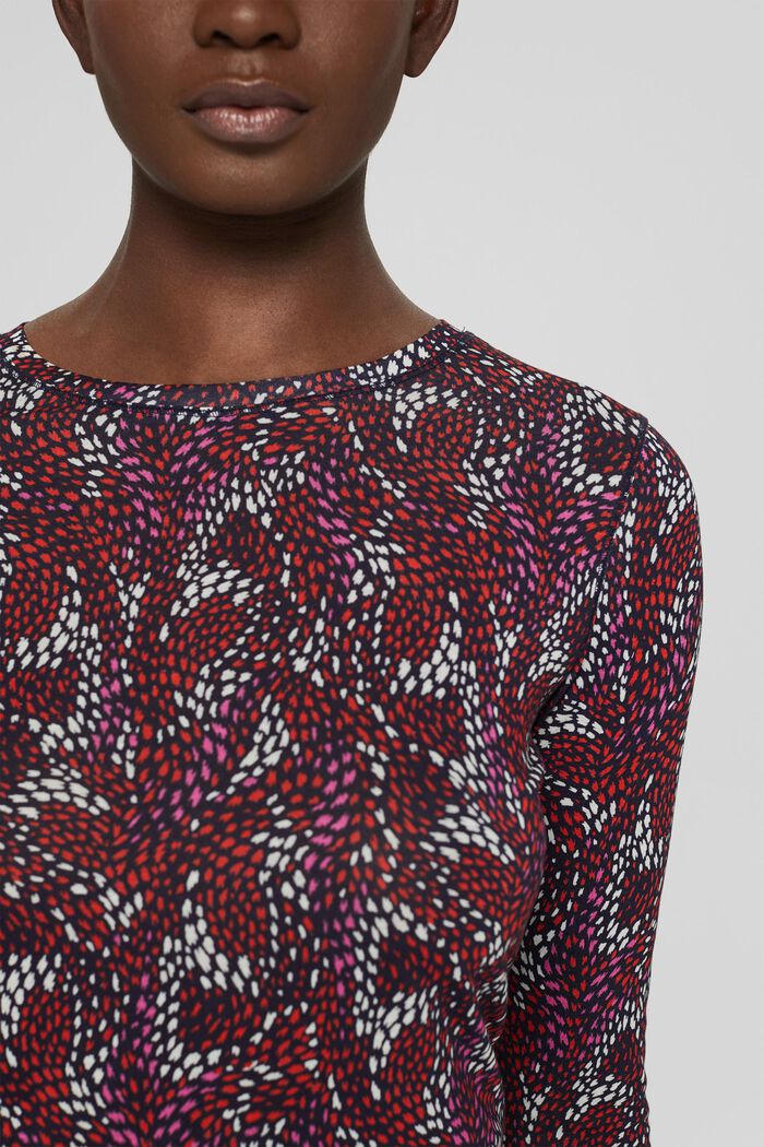 Patterned long sleeve top with TENCEL™, NAVY, detail image number 2