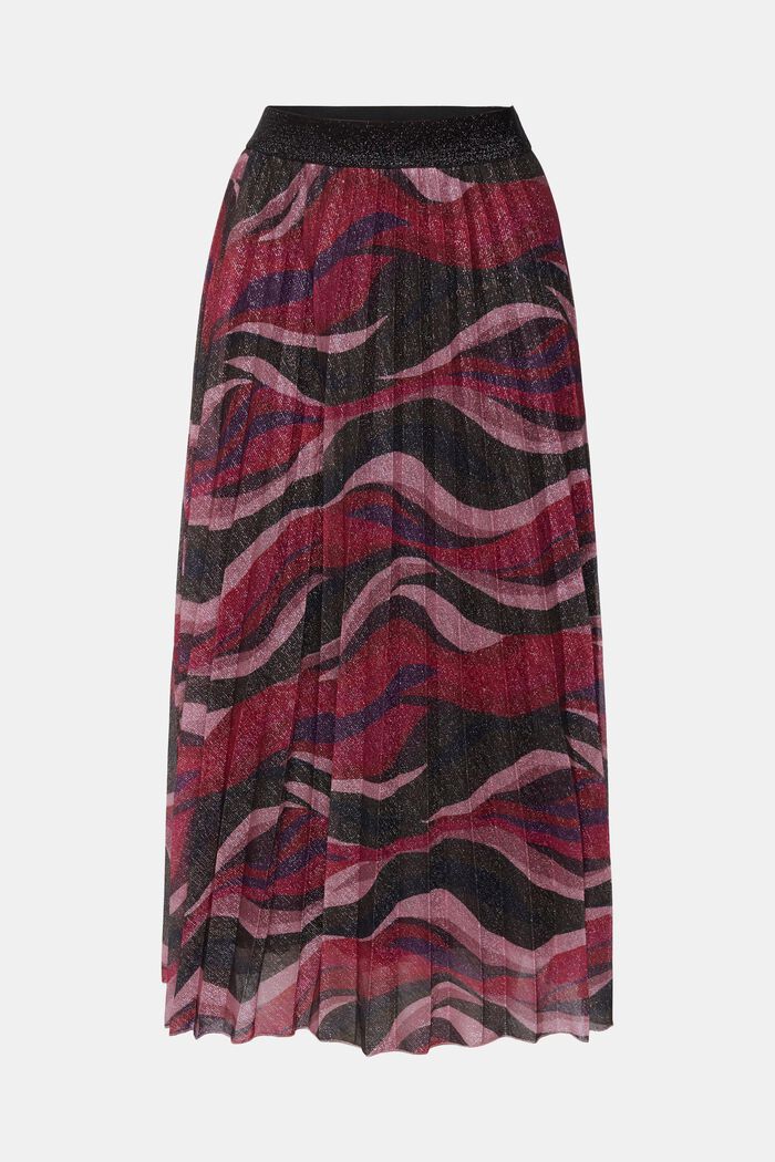 Pleated midi skirt with glitter pattern, CHERRY RED, detail image number 5