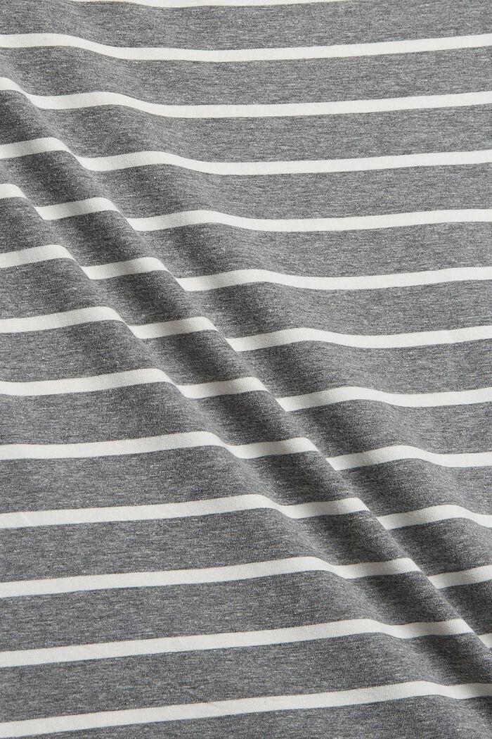 Striped long sleeve top, organic cotton blend, GUNMETAL, detail image number 4