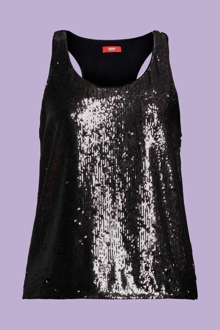 Sequined Tank Top, SILVER, detail image number 7