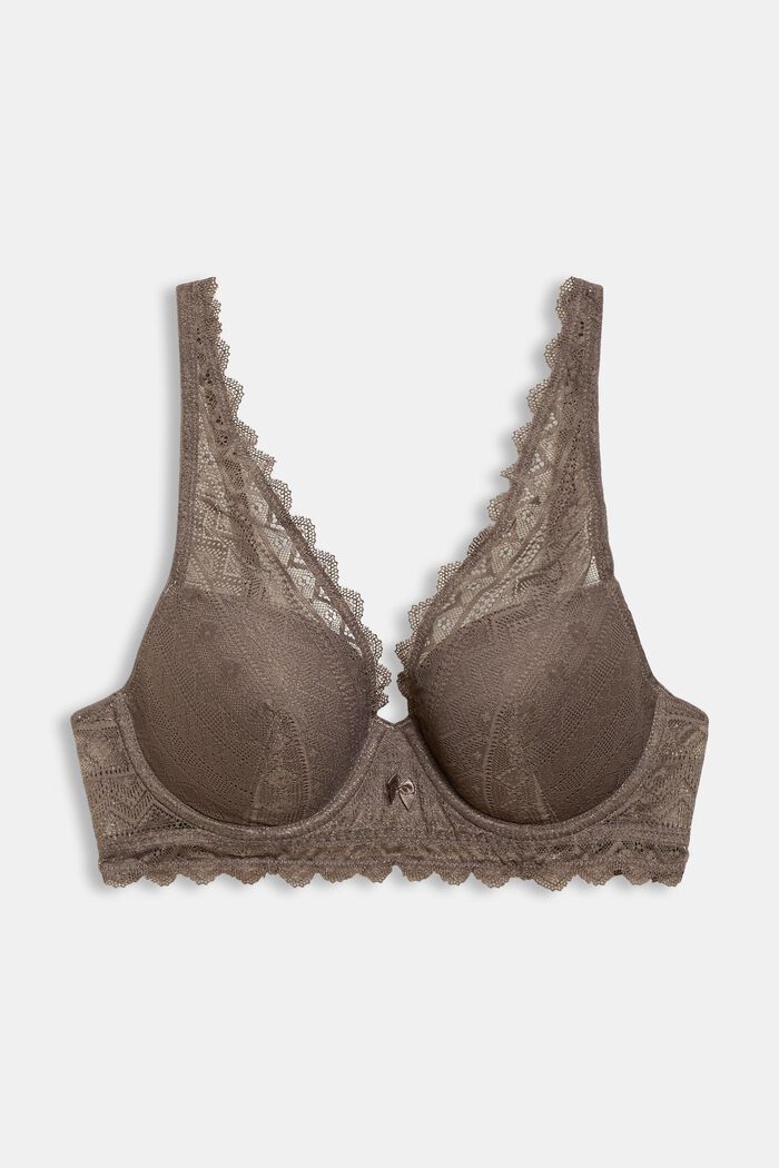 Recycled: padded underwire bra with lace, TAUPE, detail image number 4