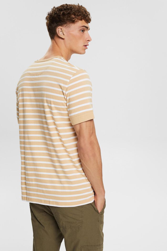 Striped T-shirt with a button placket, SAND, detail image number 3