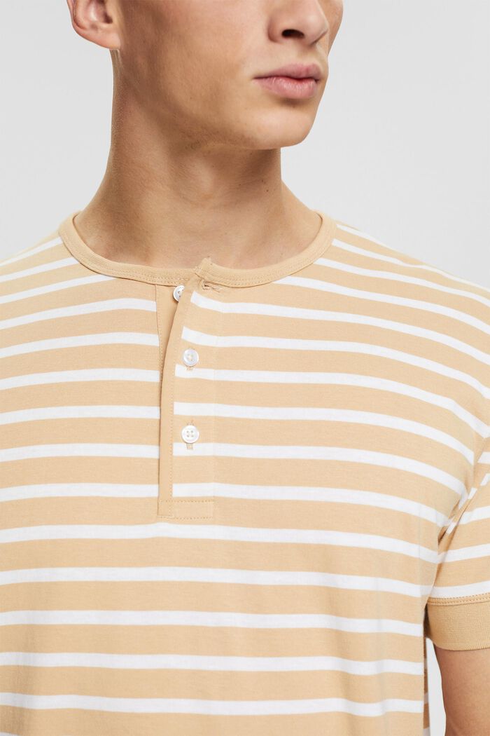 Striped T-shirt with a button placket, SAND, detail image number 2